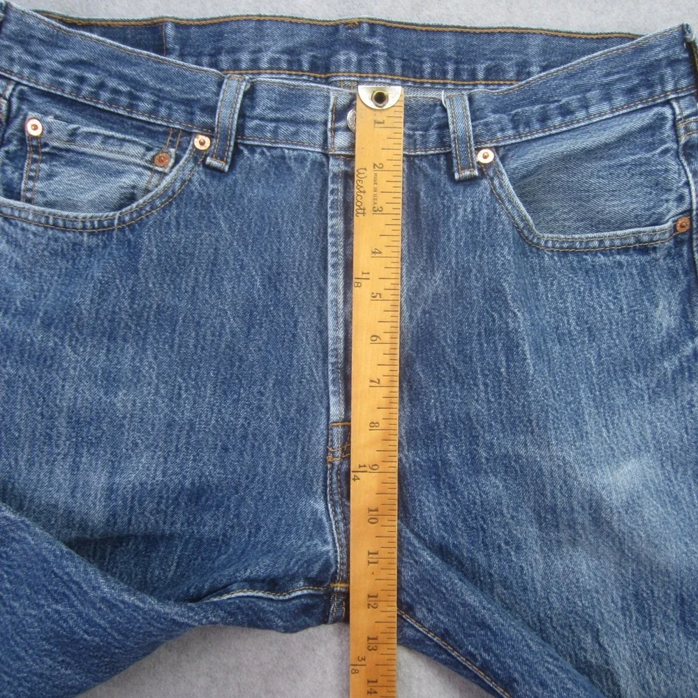 Levi 501 Jeans‎ Mens 34X30 Blue Button Fly Medium Wash Denim Straight Leg Retro